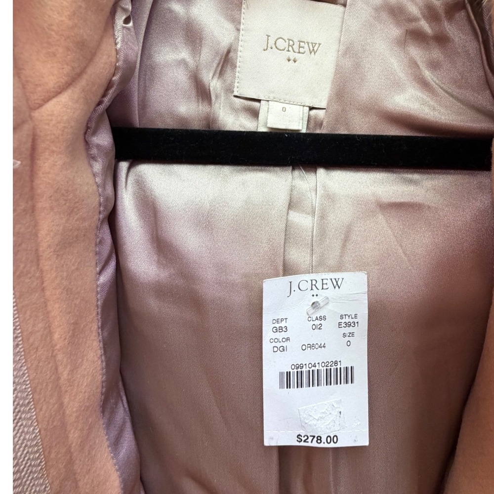 NWT J.Crew Chateau Parka Peach Wool Blend Faux Fur Hood Coat E3931 Size 0 - Picture 6 of 7